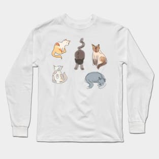 Cute Cat Sketch Pattern Long Sleeve T-Shirt